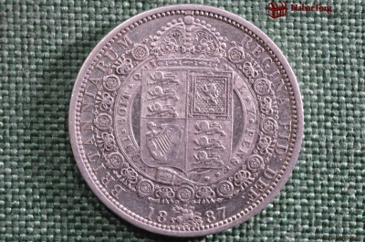  ½ кроны, серебро, Королева Виктория,  Великобритания, 1887 год