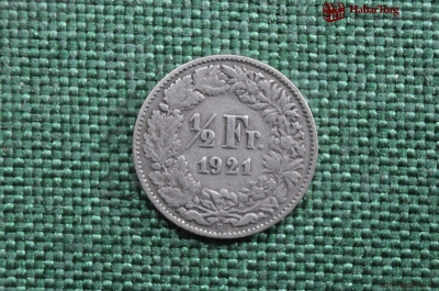½ франка, серебро, Швейцария, 1921 год