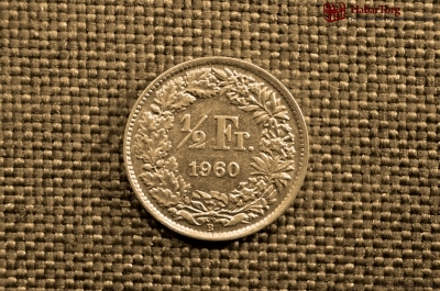 ½ франка, серебро, Швейцария, 1960 год