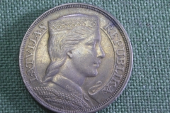 Монета 5 лат, лати 1929 года, Латвия. Pieci lati, Latvijas Republika. Серебро. 