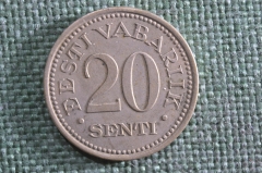 Монета 20 сенти, центов 1935 года, Эстония. Senti, Eesti Vabarik