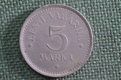 Монета 5 марок 1922 года, Эстония. Marka, Eesti Vabarik