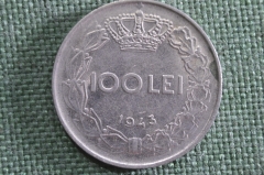 Монета 100 лей 1943 года, Румыния. Михай I. Lei, Romania.