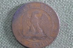 Монета 10 сантимов 1855 года, Франция. Наполеон III. Centimes. Napoleon. 