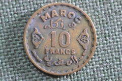 Монета 10 франков 1371 (1952) года, Марокко. Francs, Maroc. Французский протекторат.