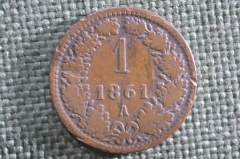 Монета 1 крейцер 1861 года, Австрия. Буква A.