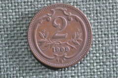 Монета 2 геллера 1909 года, Австрия. 