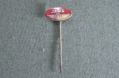 Знак значок "Ява Jawa". Мотоцикл. Тяжелый металл. Горячая эмаль. Красный. Чехословакия периода СССР