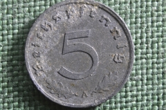 Монета 5 рейхспфеннигов, пфеннигов 1940 года A. Рейх. Германия.