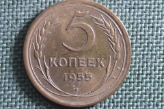 Монета 5 копеек 1955 года. Погодовка СССР. 