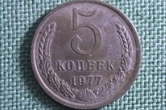 Монета 5 копеек 1977 года. Погодовка СССР.
