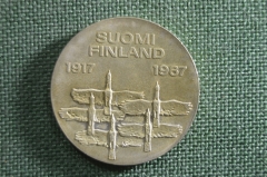 Монета 10 марок 1967 года. 50 лет независимости, 1917 - 1967. Финляндия. Серебро. Soumi, Finland.