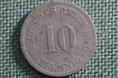 Монета 10 пфеннигов 1890 года, буквы A A. Deutsches Reich, Германская Империя.