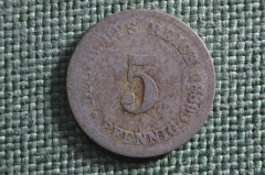 Монета 5 пфеннигов 1889 года, буквы J J. Deutsches Reich, Германская Империя.