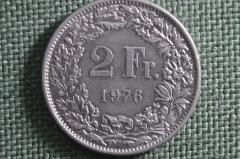 Монета 2 франка 1976 года. Швейцария. Helvetia.