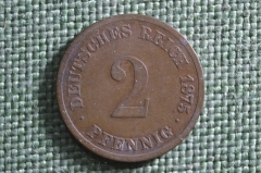 Монета 2 пфеннига 1875 года. Буква E. Дрезден. Deutsches Reich. Германская империя. 