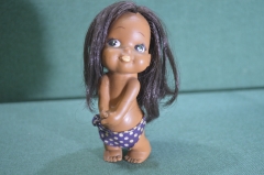 Кукла, куколка резиновая "Девочка с темными волосами". Пляж, пляжница. Резина. Япония, Japan.