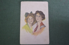 Открытка "Две девушки". Американская серия, Polyphot. 1917 год.