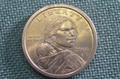 Монета 1 доллар США, 2000 год. Сакагавея, Сакаджавея. Индианка, парящий орел. One dollar, USA.