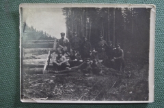 Фотография старинная "Группа военных. Лесопилка".