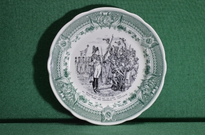 Фарфоровая тарелка на тему «Наполеон Бонапарт». Мануфактура Sarreguemines, Франция.