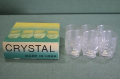 Рюмка стопка "Кристалл Crystal". Набор 6 шт. в коробке с чеком. Объединение Светлана. СССР. 1979 г.