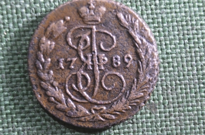Монета 1 копейка 1789 года, ЕМ. Медь. Екатерина II, Российская Империя. #2