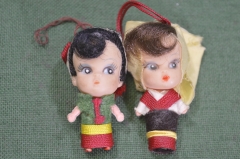 Кукла миниатюрная мини "Мальчик и девочка". Пара. 2 шт. Югославия. 1960е-1970е.
