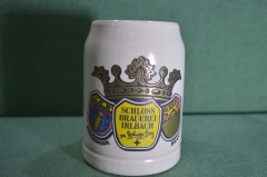 Кружка пивная керамическая на 0,5 литра. Schloss Brauerei Irlbach. Корона. Керамика, Германия.