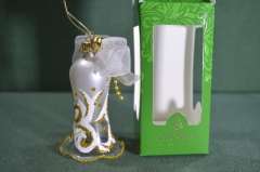 Елочная игрушка из стекла "Колокольчик узорный". Стекло. Клинское объединение "Елочка".