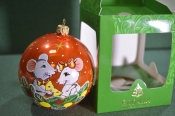 Елочная игрушка из стекла, шар 