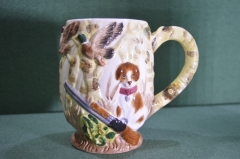 Кружка пивная рельефная "Собака ружье охота". Фарфор. Керамика. Remeco. 2002 год.