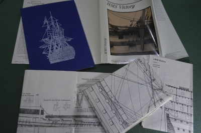 Книга "HMS Victory". Парусники, чертежи. Ноэль Хакни. На немецком, 1980 год. #K3