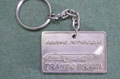 Брелок для ключей "Аэрофлот Самолет Боинг Trans Brazil". Авиация. Тяж. мет. Бразилия. Периода СССР.