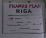 Карта, план города. Riga, Рига. Pharus-Plan, Фарус-план. На немецком. До 1917 года.