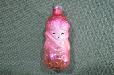Елочная игрушка "Мальчик в шапке". Розовый. Стекло, подвес. 