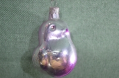 Елочная игрушка "Птичка синичка". Серебристая. Стекло, подвес.