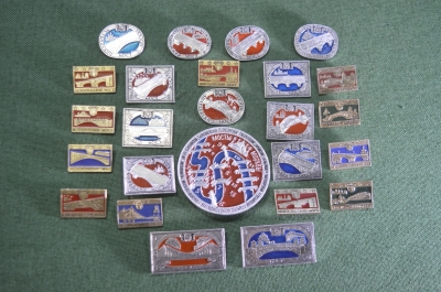 Знак значок "Мосты Москвы". Набор 25 шт. СССР.