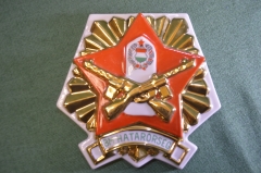 Плакетка фарфоровая габаритная "Пограничник". Фарфор Hollohaza. Роспись. Венгрия периода СССР.