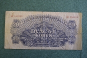 Бона, банкнота 20 крон, Dvacat korun. 1944 год, Чехословакия.