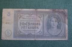 Бона, банкнота 5 крон 1940 года, Pet korun. Протекторат Богемия и Моравия, Немецкая оккупация. 