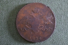 Монета на брелок (одна сторона). 5 копеек 1834 года. Масонский орел. Медь. Российская Империя.