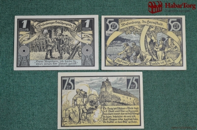 Нотгельды, боны, банкноты (лот, 3 шт.). 1921 год, г.Везенберг (Пруссия). Германия.