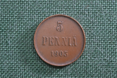 5 пенни 1905, Царская Россия, Русская Финляндия, медь, Николай 2