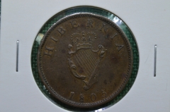 1/2 пенни Ирландия 1805 года, арфа, отличное состояние
