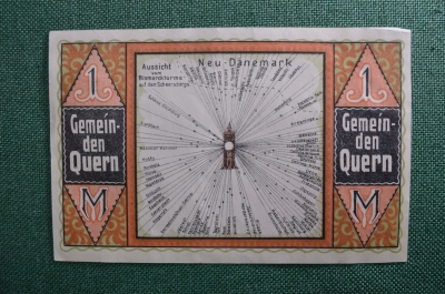 Гроссгельд, 1 марка 1921 года. Кверн, Шлезвиг, Германия.