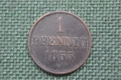 Монета 1 пфенниг 1855 года. Германия, Ганновер