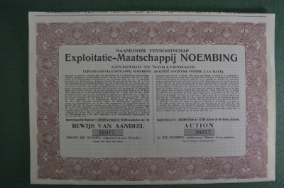 Облигация на 40 Гульденов, Компании по разведке и эксплуатации "Ноембинг". 1907 год.