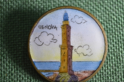 Старый знак, значок "Генуя - Genova", тяжелый металл, ручная роспись, редкий