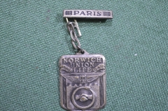 Знак массонский "Париж , Норвич 1706-1808". Франция, тяжелый металл, серебрение.